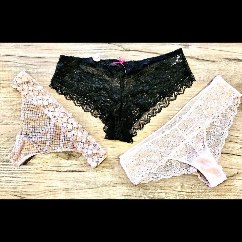SET of 3 New, Size M Lace Cheeky & Thong Panties